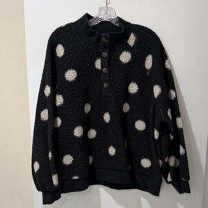 Who What Wear Black and Cream Polka Dot Sweater